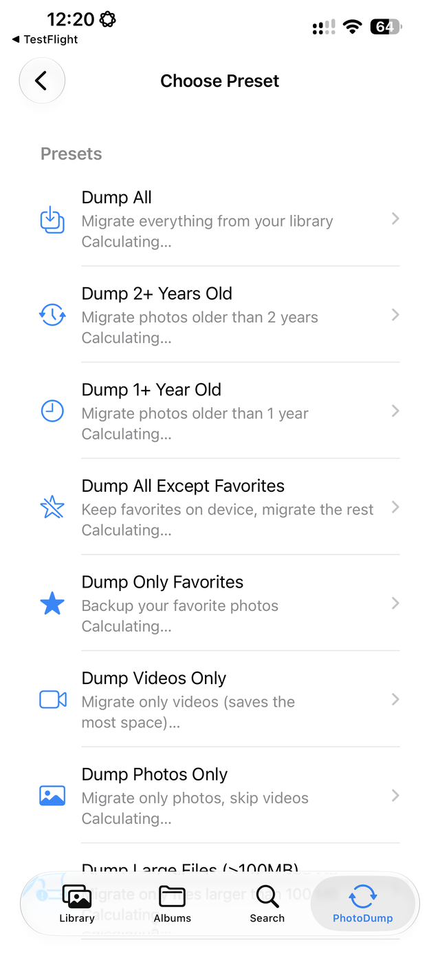 Presets for common cases: everything, just favorites, just videos, or anything older than a year.
